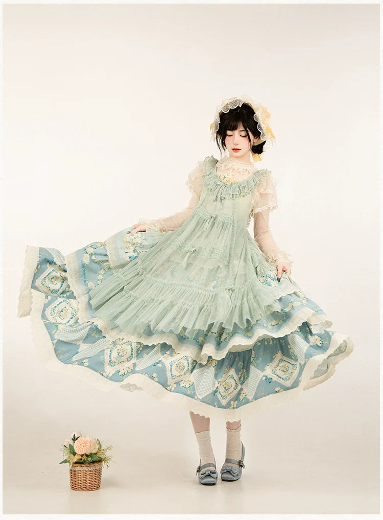 With PUJI - Letters and Poetry - Classic Lolita Tulle Over-Skirt for Summer