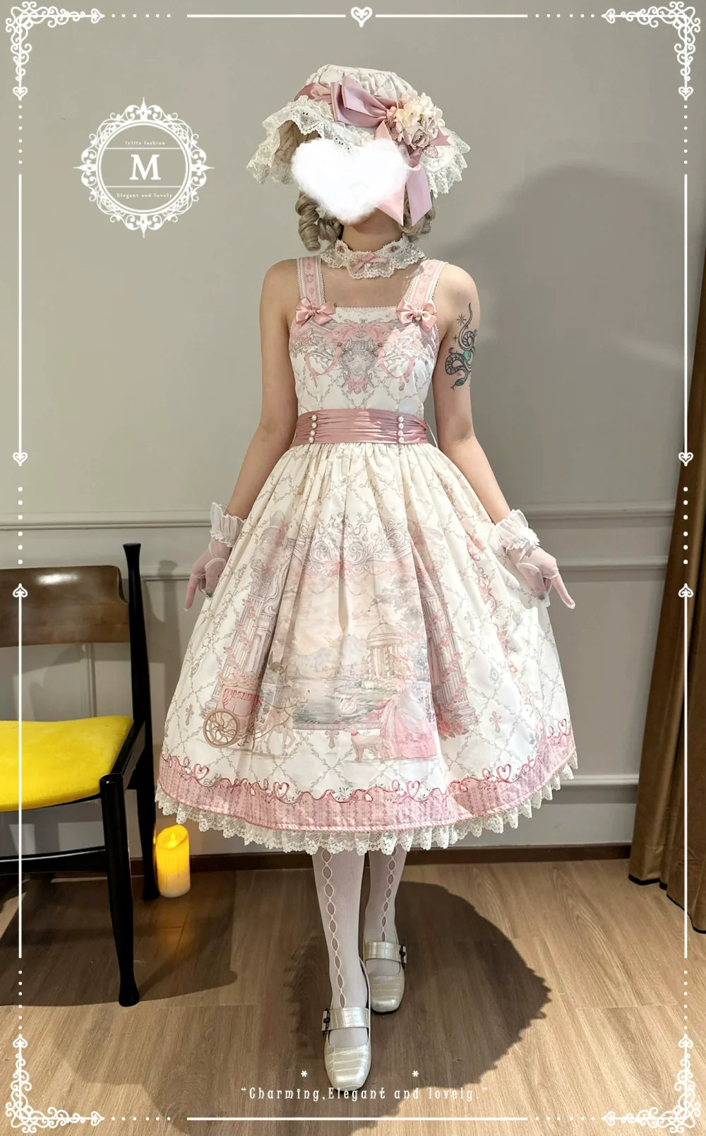 Moon River - Swan Lake Mirror - Pink Sweet Lolita Print JSK Dress