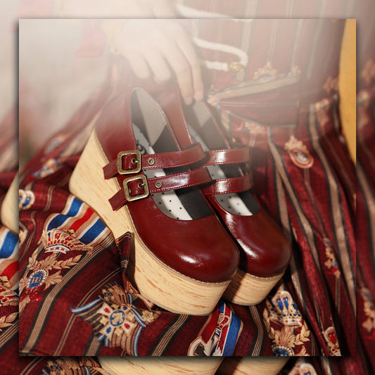 MODO - Retro Lolita Round Toe Wood Bottom Shoes