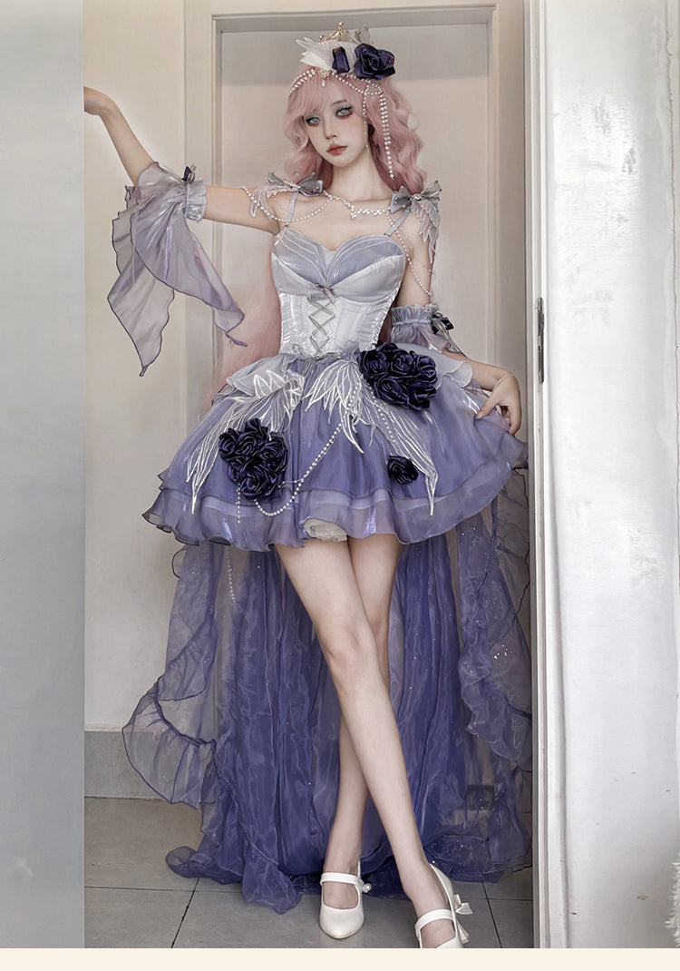 Meowing and fruity - Swan Fantasy - Fairy Lolita Short JSK Ballet-Style Jumper Dress