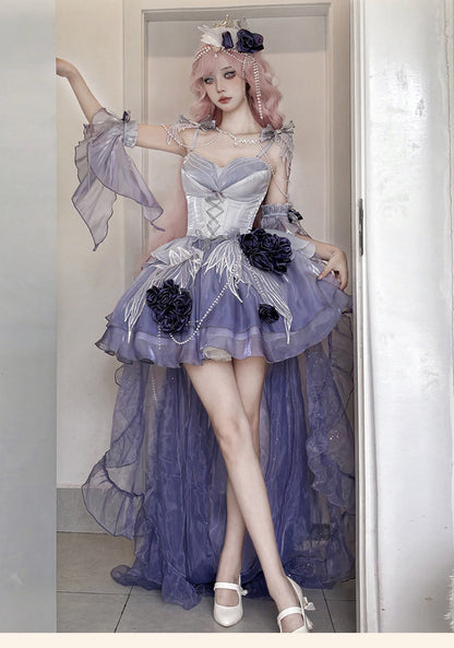 Meowing and fruity - Swan Fantasy - Fairy Lolita Short JSK Ballet-Style Jumper Dress