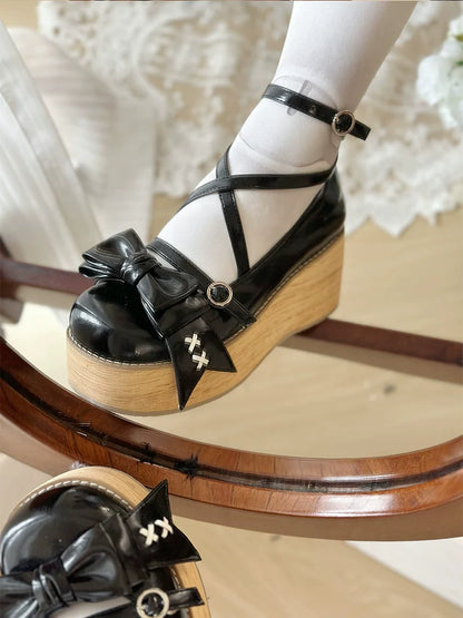SeeYou - Sweet Cake - Sweet Lolita Platform Shoes Wood Grain