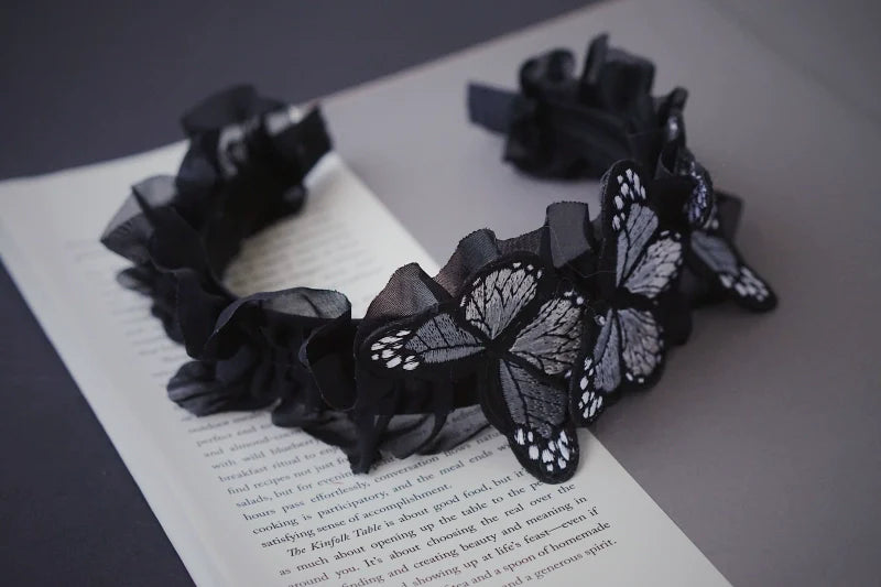 Strange Sugar - Gothic Lolita Black Headdress Butterfly KC Photography Props