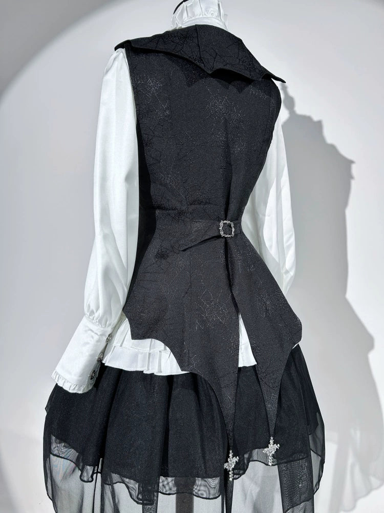 Letters from Unknown Star - Bloodline Duke - Gothic Lolita SK Suit Spider Web Vest and Blouse