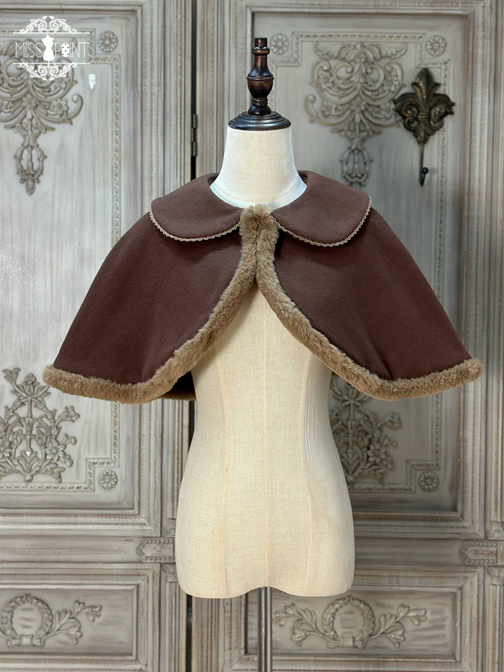 Miss Point - Classical Chocolate - Winter Classic Lolita Cape with Sweet Perter-pan Collar