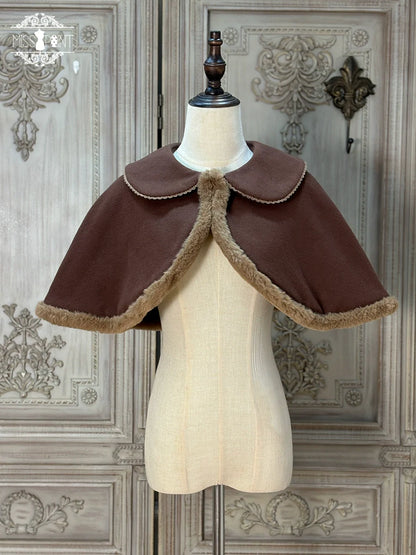 Miss Point - Classical Chocolate - Winter Classic Lolita Cape with Sweet Perter-pan Collar