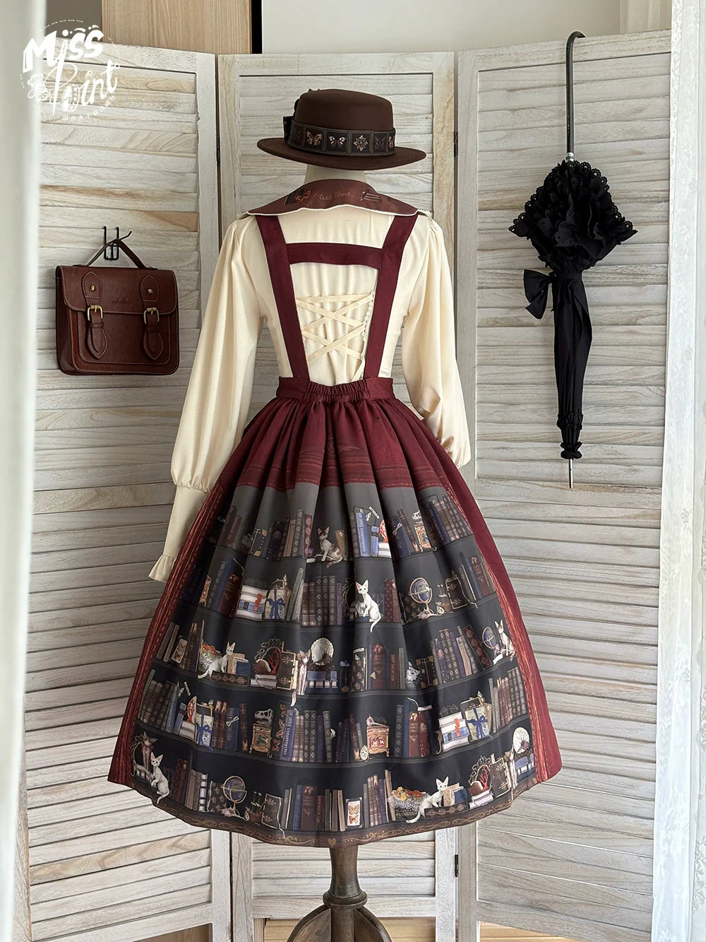 Miss Point - German Bookshelf - Classic Lolita SK, Detachable Suspenders