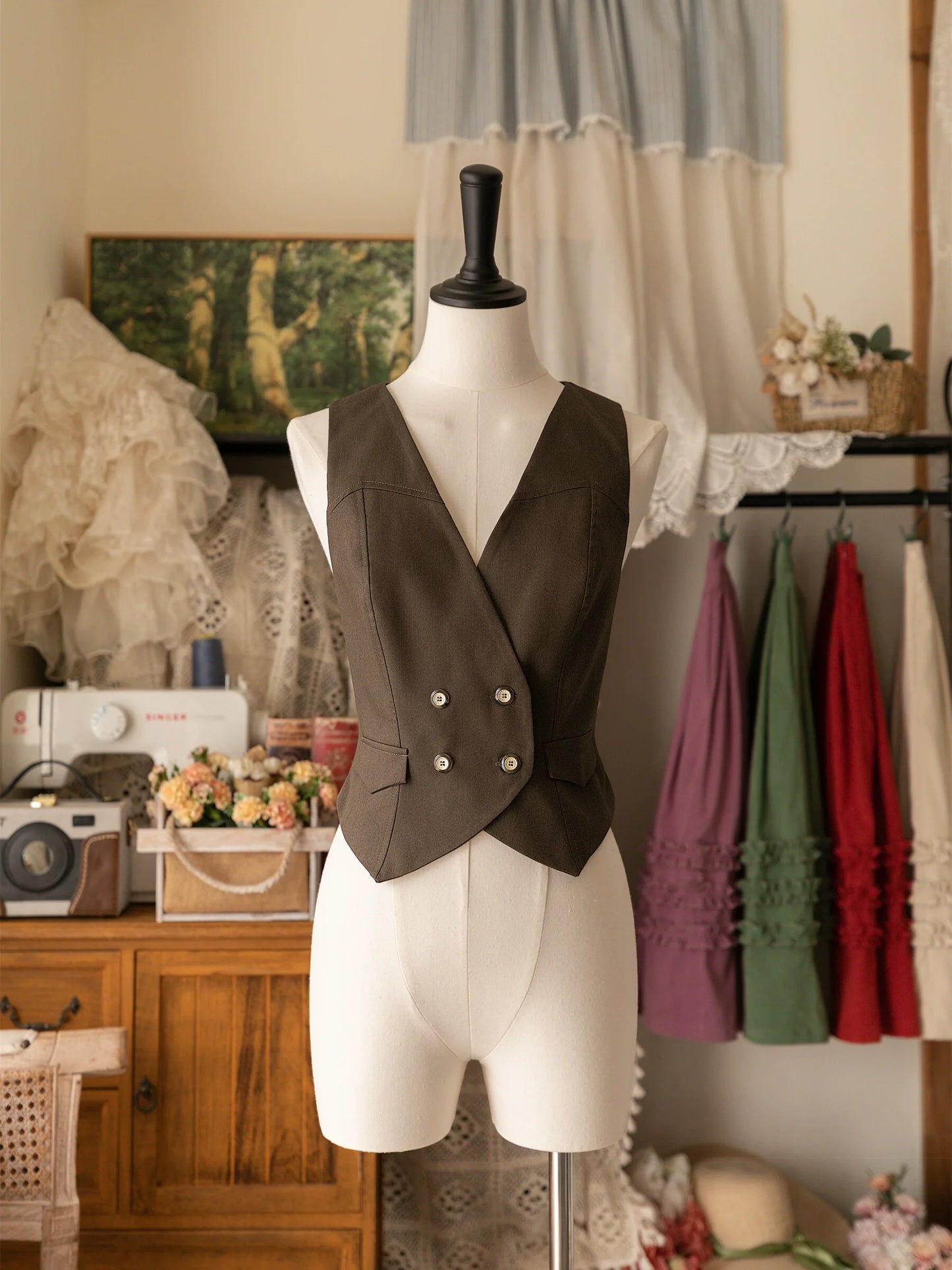 Forest Wardrobe - Forest Basket - Elegant Lolita Vest V Collar Retro Waistcoat