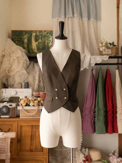 Forest Wardrobe - Forest Basket - Elegant Lolita Vest V Collar Retro Waistcoat