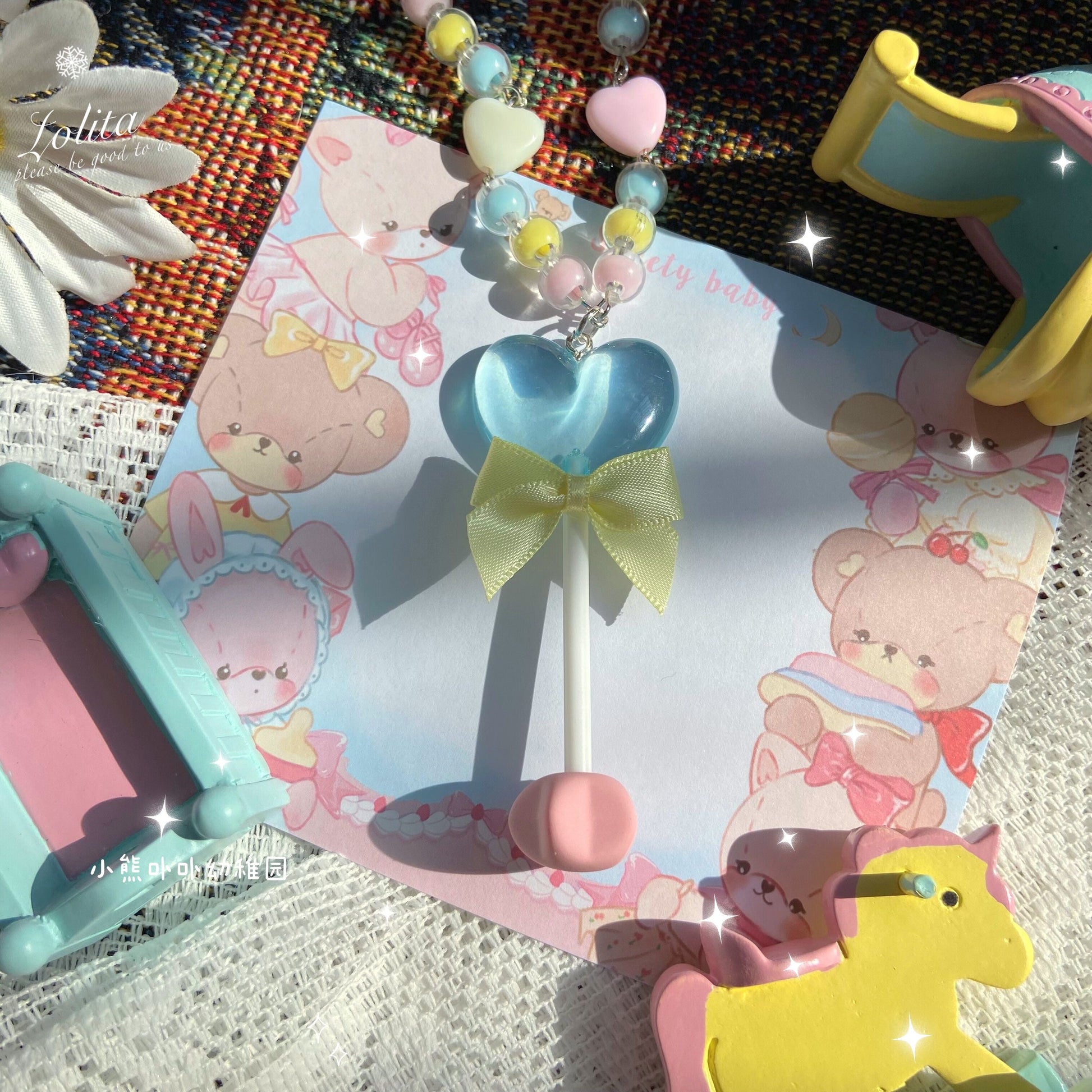 Bear Doll - Sweet Lolita  Bow Heart-Shaped Sweater Chain