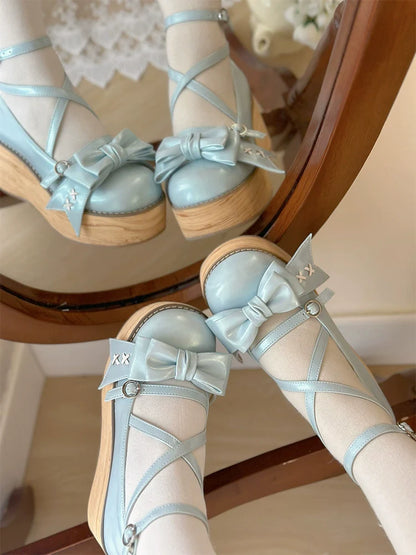 SeeYou - Sweet Cake - Sweet Lolita Platform Shoes Wood Grain