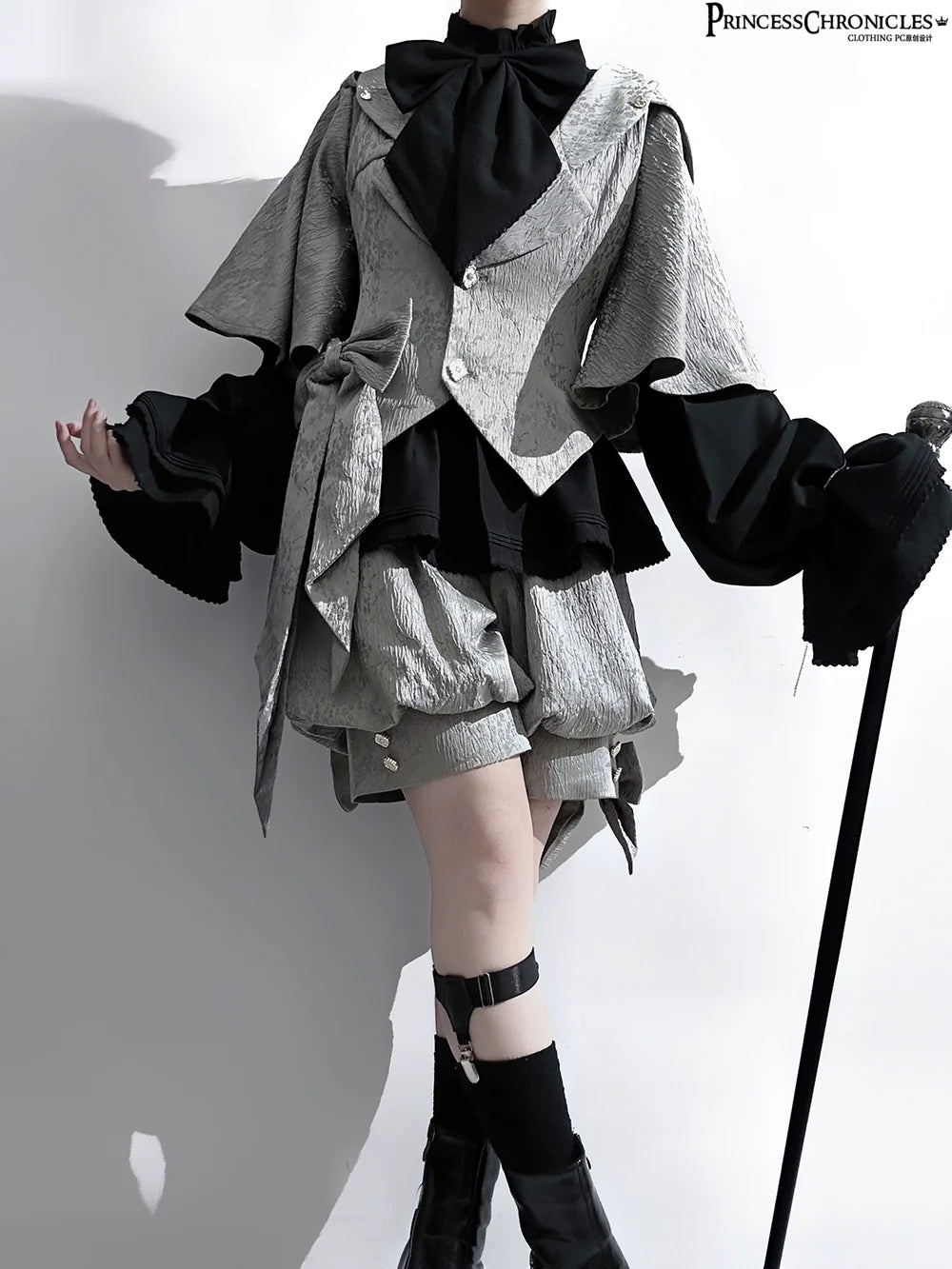 Princess Chronicles - Rabbit Hunting Glacier Gray - Vintage Lolita Grey Coat Kawaii Rabbit Ear Set