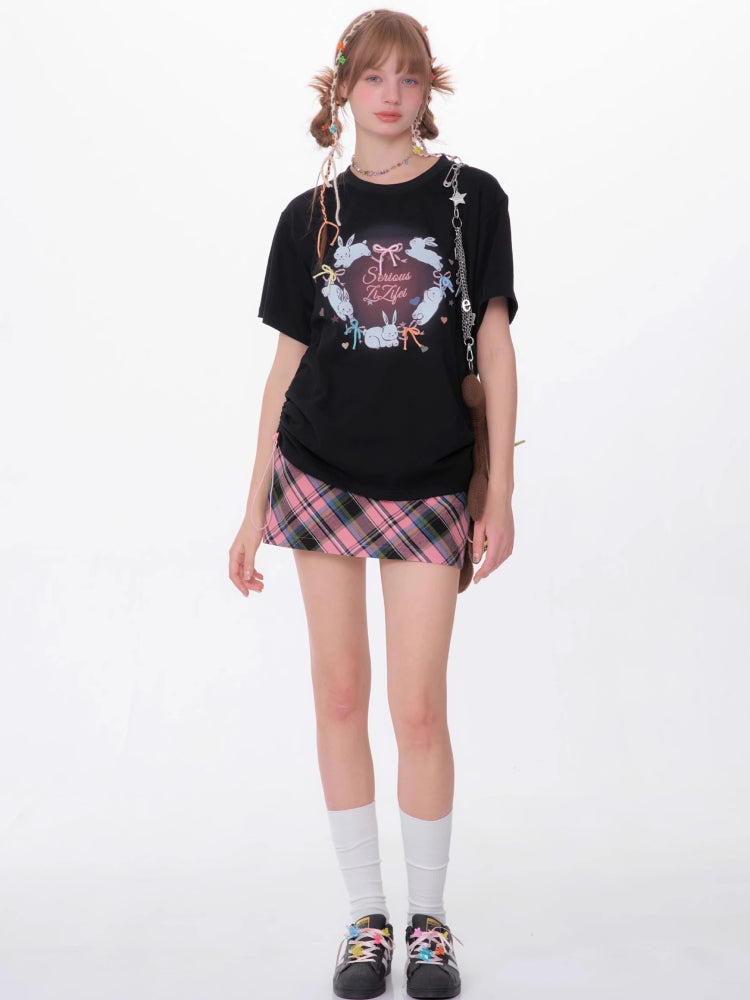 Round neck print short sleeve T-shirt【s0000007534】
