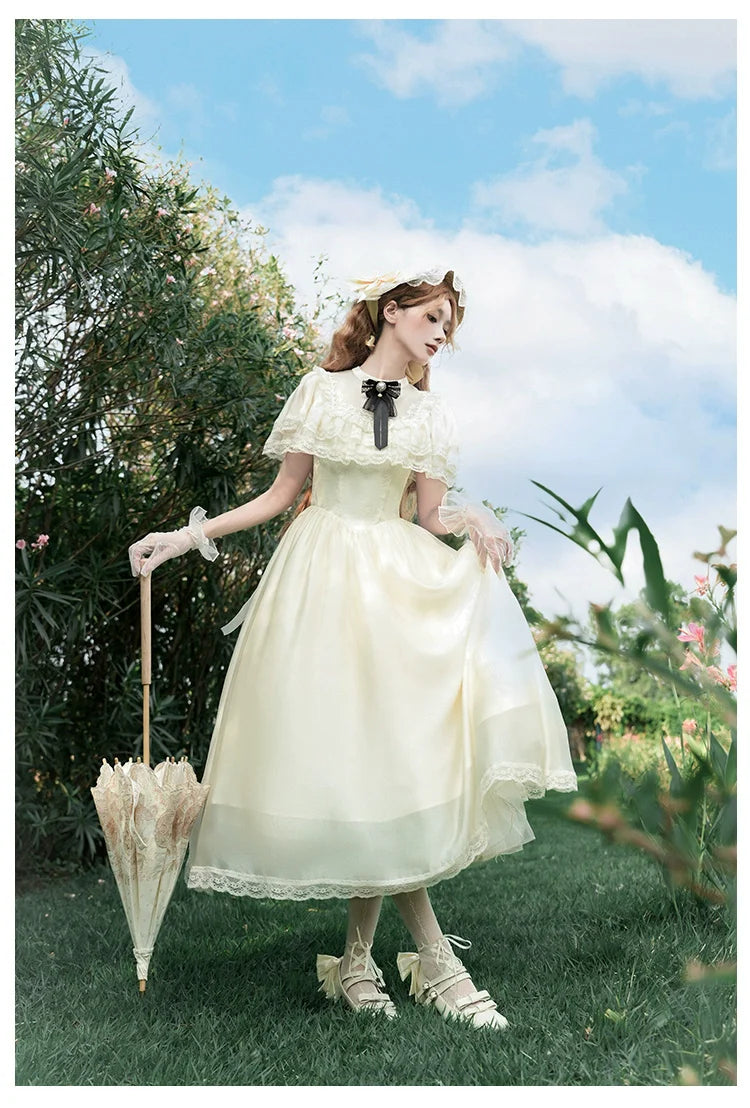 With PUJI - Morning Mist Estate - Twins Classic Lolita OP Dress, Edward Collar