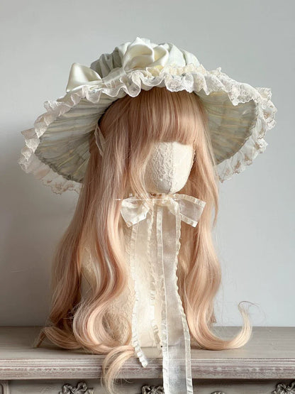 MAID - Vintage Lolita Hat Striped Lace Hat