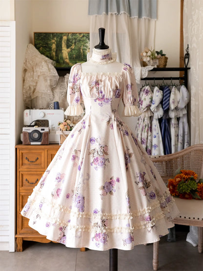 Forest Wardrobe - Forest Basket - Classic Lolita OP Dress Floral Print