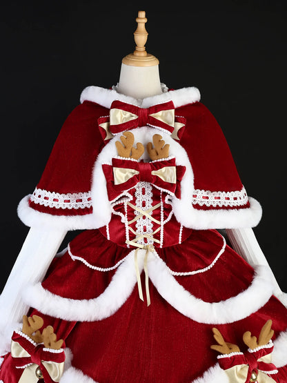 Matutu - Sweet Lolita JSK Suit Christmas Lolita Cape and Dress