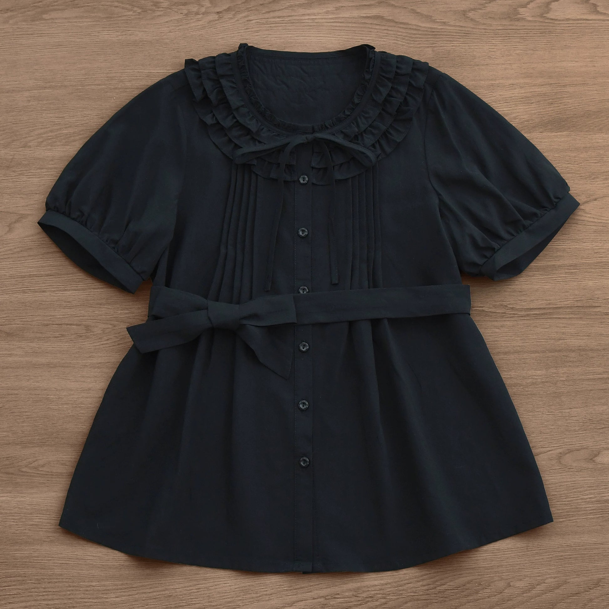 MIST - Vernal Stream - Lightweight Kawaii Lolita Blouse, Detachable Waist Tie