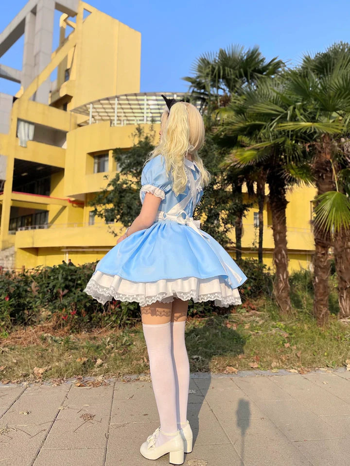 Daydream Whisper - Dream Doll - Plus Size Maid Lolita OP Suit Black and Blue Dress