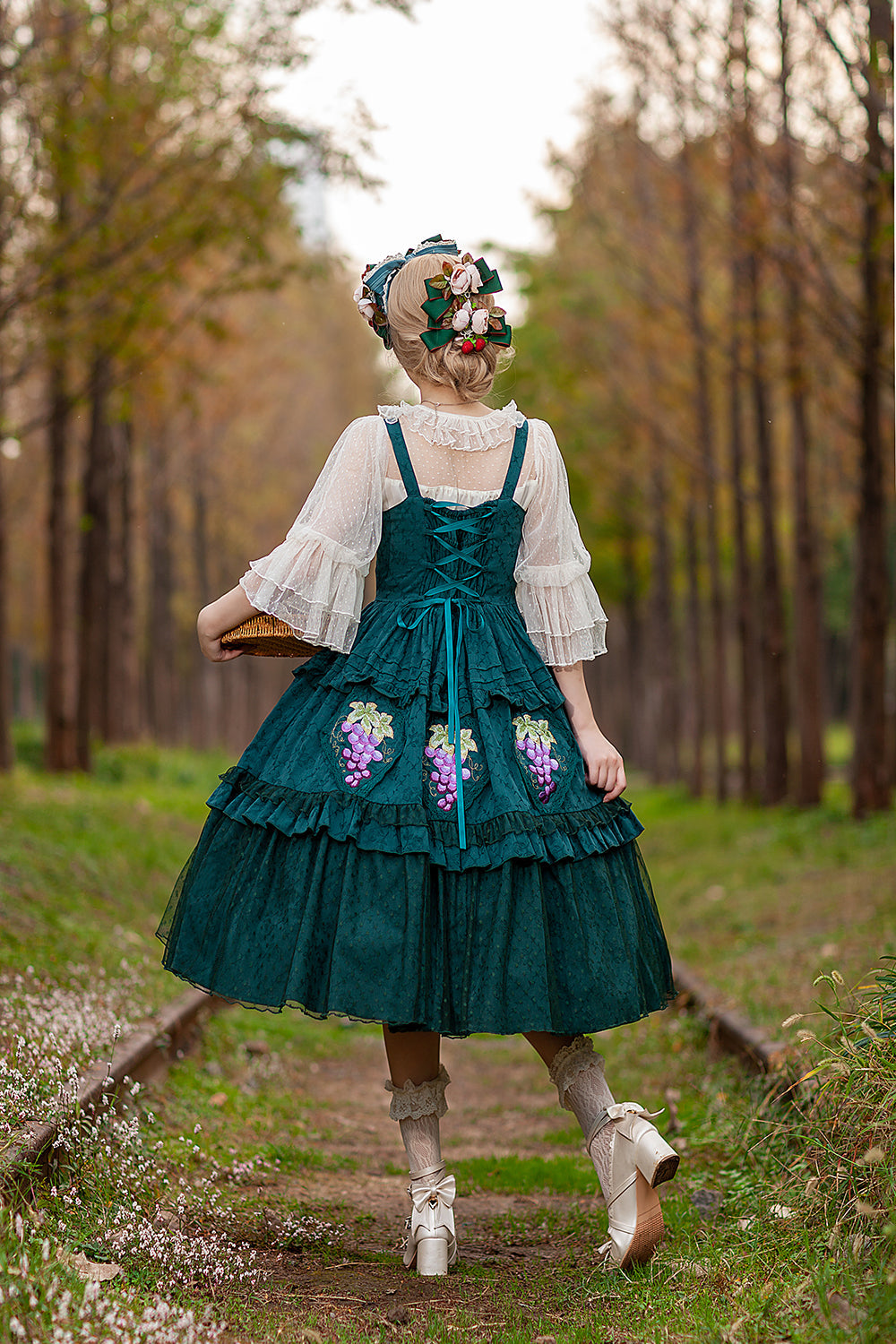 Infanta - Grape Manor - Country Lolita JSK Suit with Grape Embroidery
