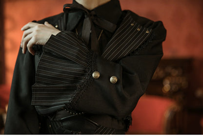 Mr. Yi's Steam Continent - Gothic Lolita Cardigan Long Sleeve Black Short Jacket