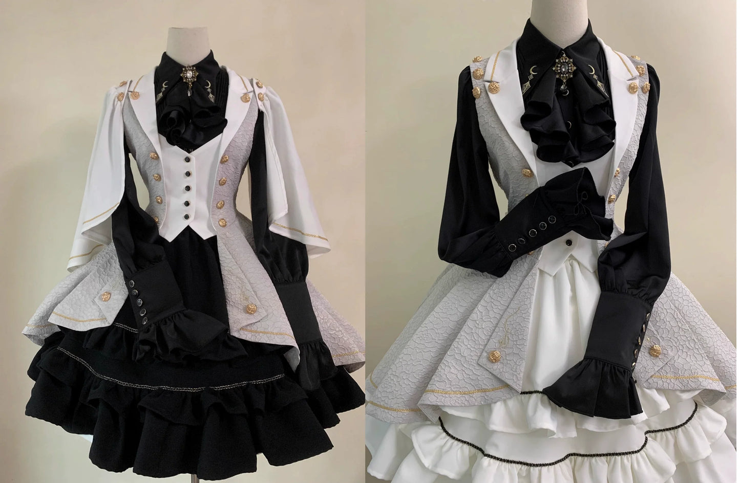 SilentMars - Law of the Fallen Moon - Retro Lolita Vest Coat Suit Knight Style Skirt