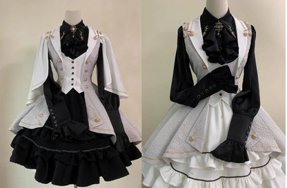 SilentMars - Law of the Fallen Moon - Retro Lolita Vest Coat Suit Knight Style Skirt