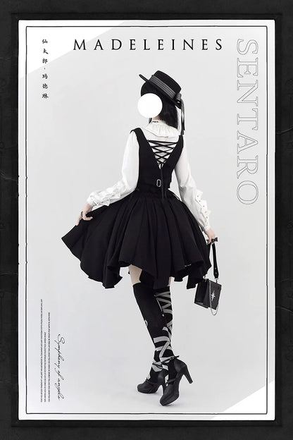 Sentaro - Pleated Irregular Knit Floral Slim Fit Vest and Half Skirt Set