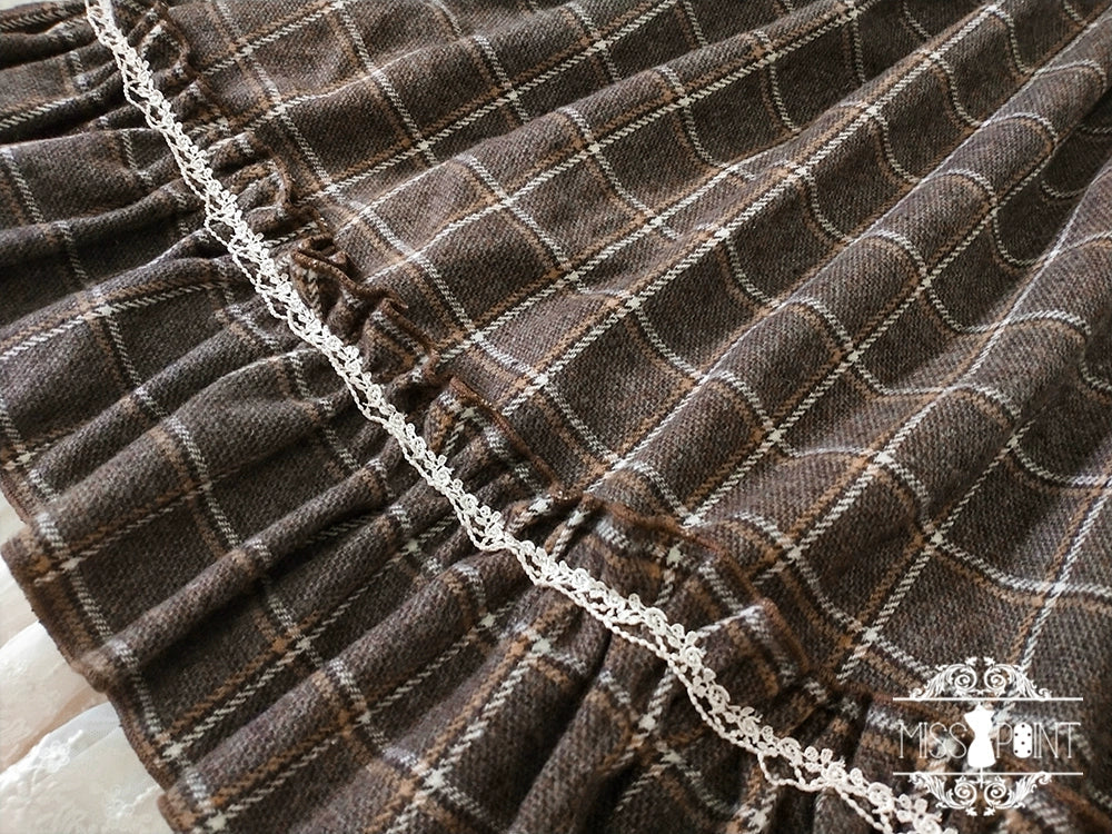 Miss Point - Rose - Elegant Lolita Fishbone Grid Skirt Customized