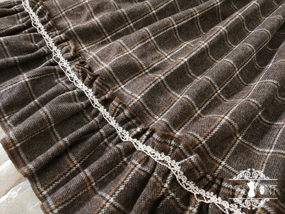 Miss Point - Rose - Elegant Lolita Fishbone Grid Skirt Customized