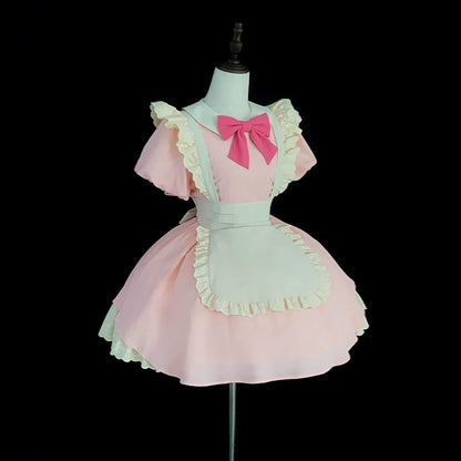 With PUJI - KissKiss - Maid Lolita OP Dress Pleated Lace Multicolor Dress