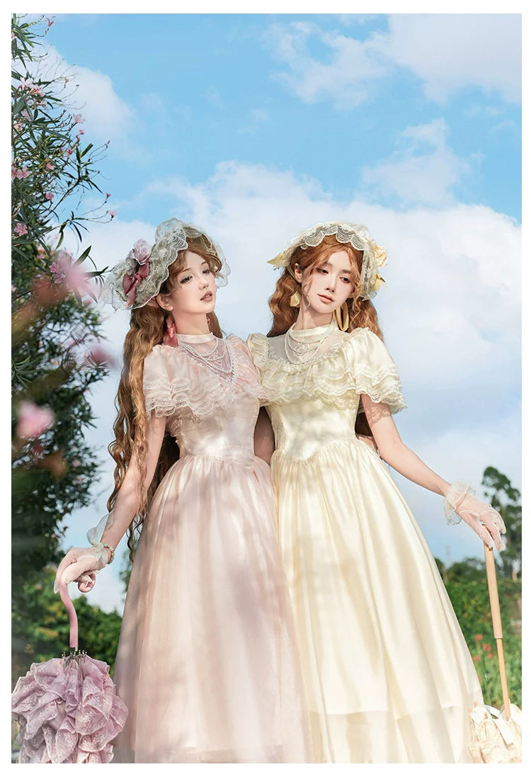 With PUJI - Morning Mist Estate - Twins Classic Lolita OP Dress, Edward Collar