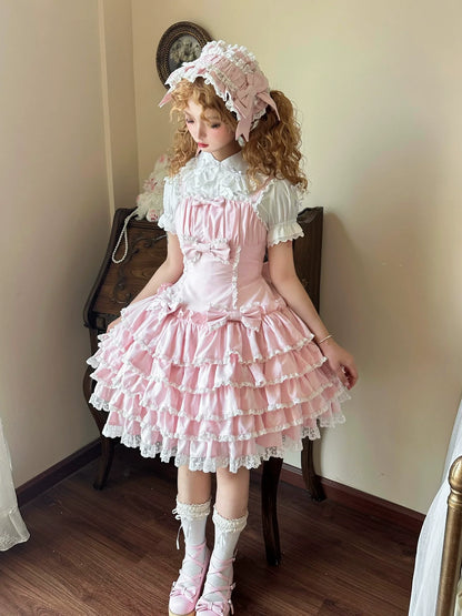 Nn Star - Half Sugar Ism - Sweet Lolita JSK Low Waist Dress With Tiered Hem
