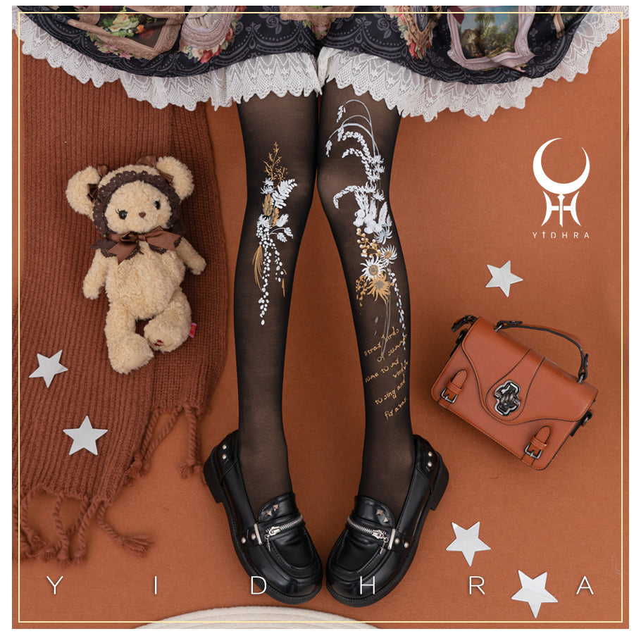 Yidhra - Vintage Flower Printed Panty-hose Spring Summer