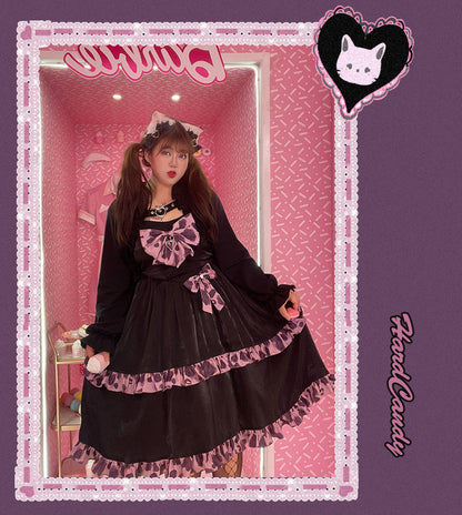 Yingtang - Plus Size Lolita Dress Leopard Hot Girl Sweet