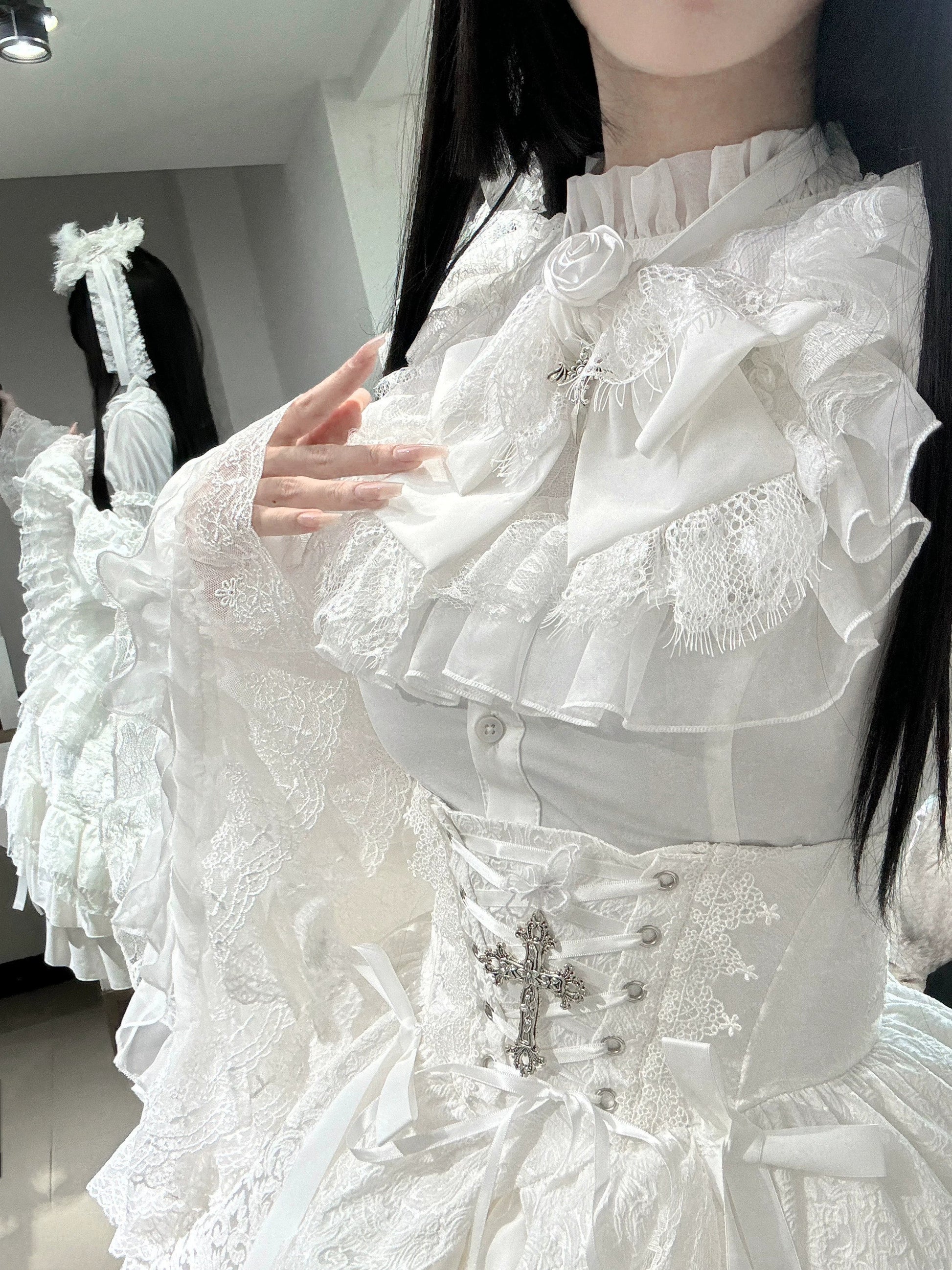 Nightingale Girl - Eternal Taboo - Gothic Lolita Dress with Princess Sleeve Shirt