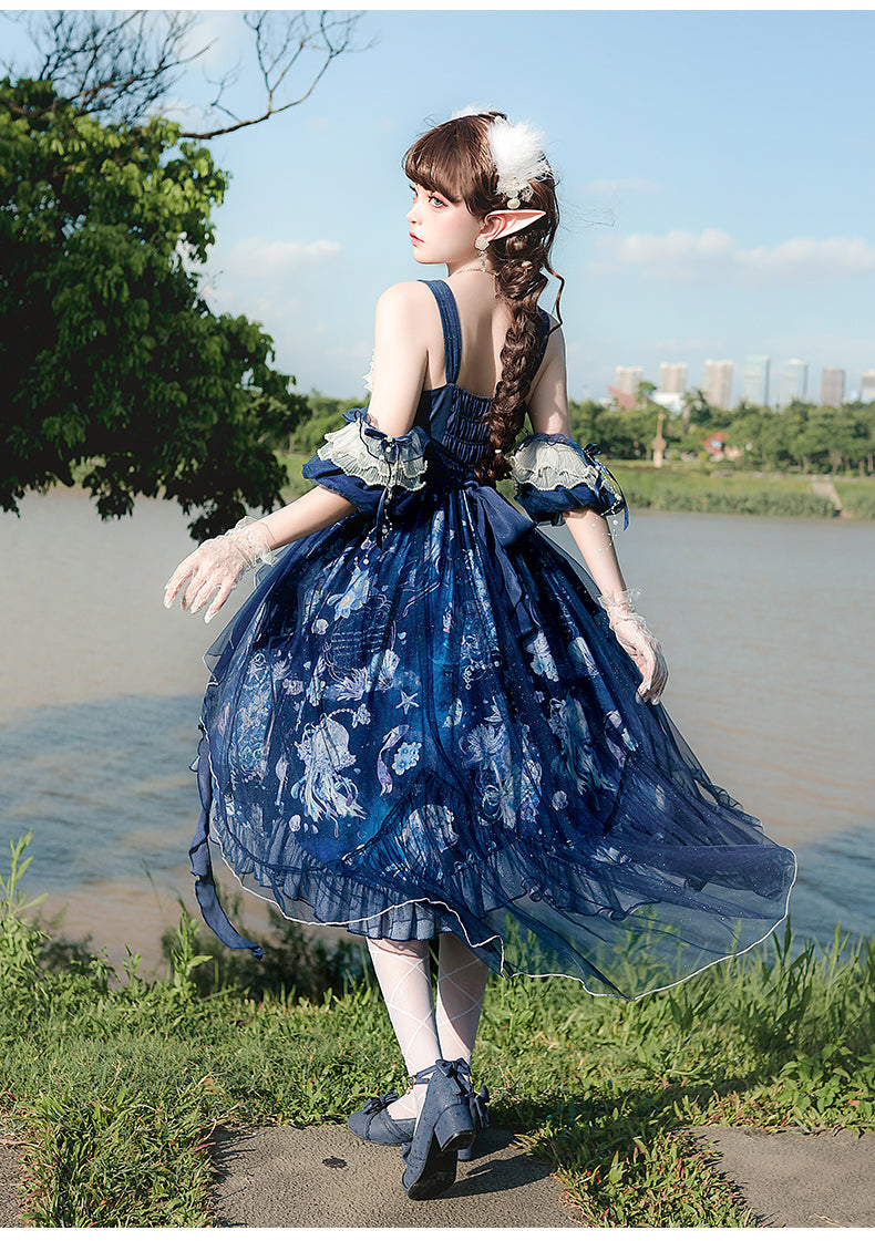 YingLuoFu - Original Elegant Lolita Blue Lolita JSK