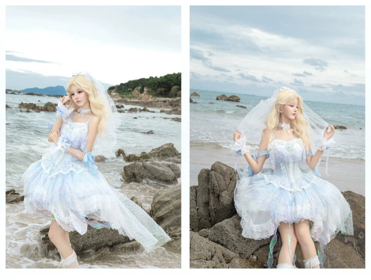 Qianmu - MermaidTears - Wedding Lolita JSK Dress, Ocean Theme