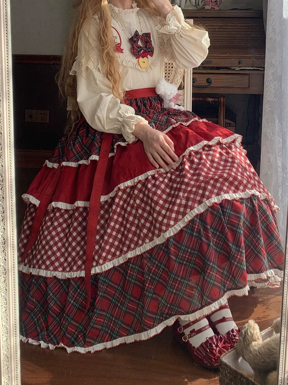 Miss Point - Forest Berry Bunny - Sweet Lolita Plaid Skirt Tiered Ruffles Spring SK