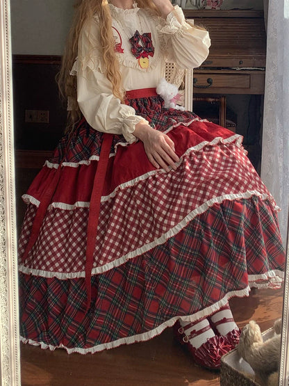Miss Point - Forest Berry Bunny - Sweet Lolita Plaid Skirt Tiered Ruffles Spring SK