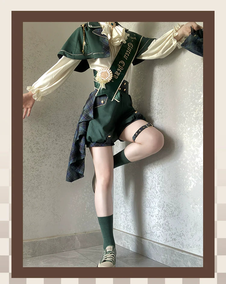 Forest Fluorescent Carps - Queen's Chess - Ouji Lolita Cape Shirt & Shorts Set