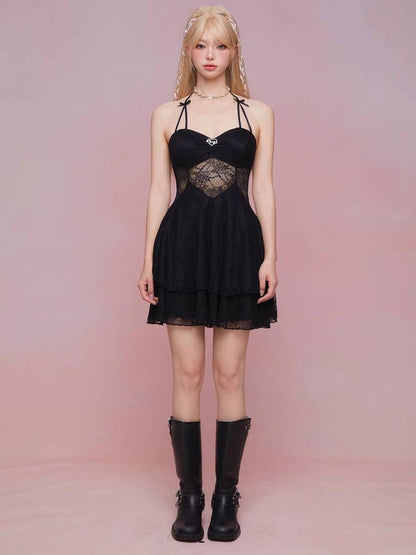 See-through suspender dress【s0000008933】