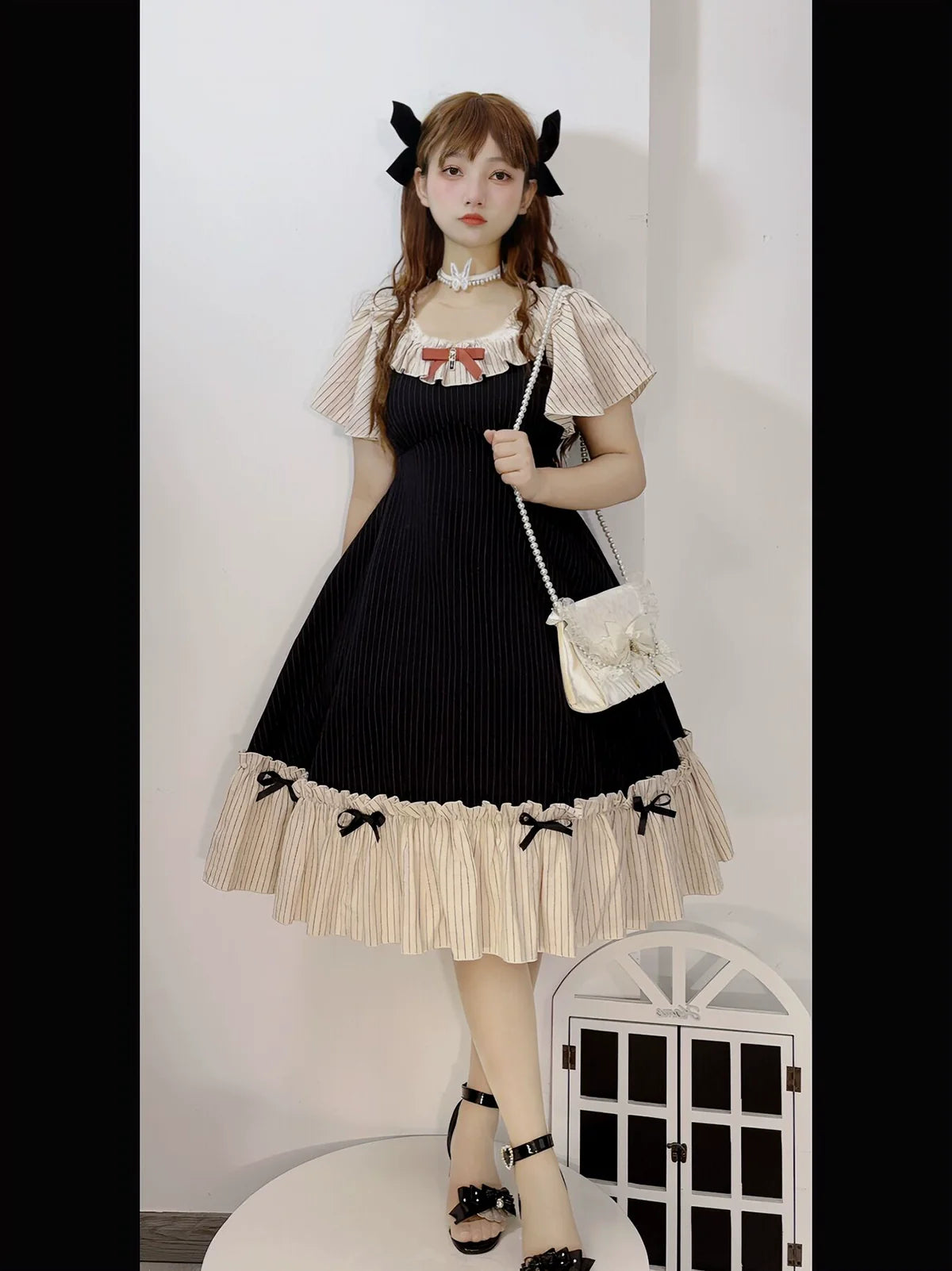 EESSILY - Cotton Plus Size Lolita OP Dress With Pockets & Detachable Bra Pads