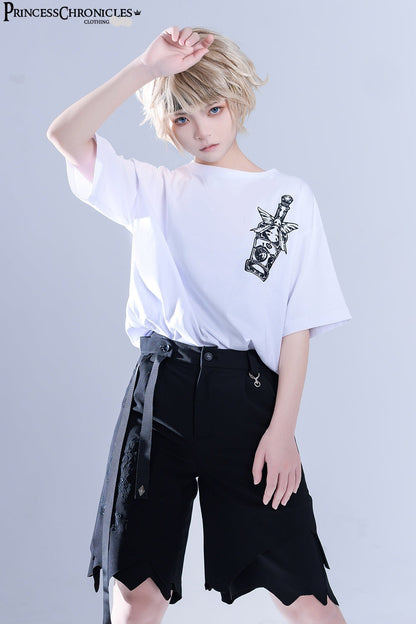 Princess Chronicles - Ouji Lolita Irregular Hem Black Shorts