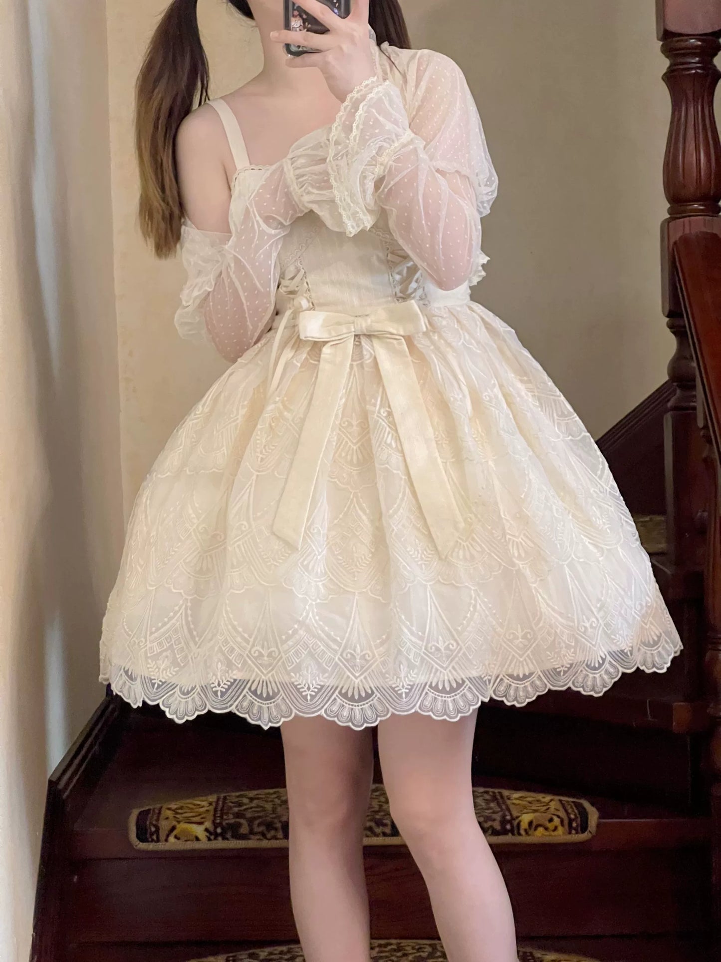 Uncle's Workshop - White Wave Tide - Sweet Lolita JSK Dress Solid Color Dress