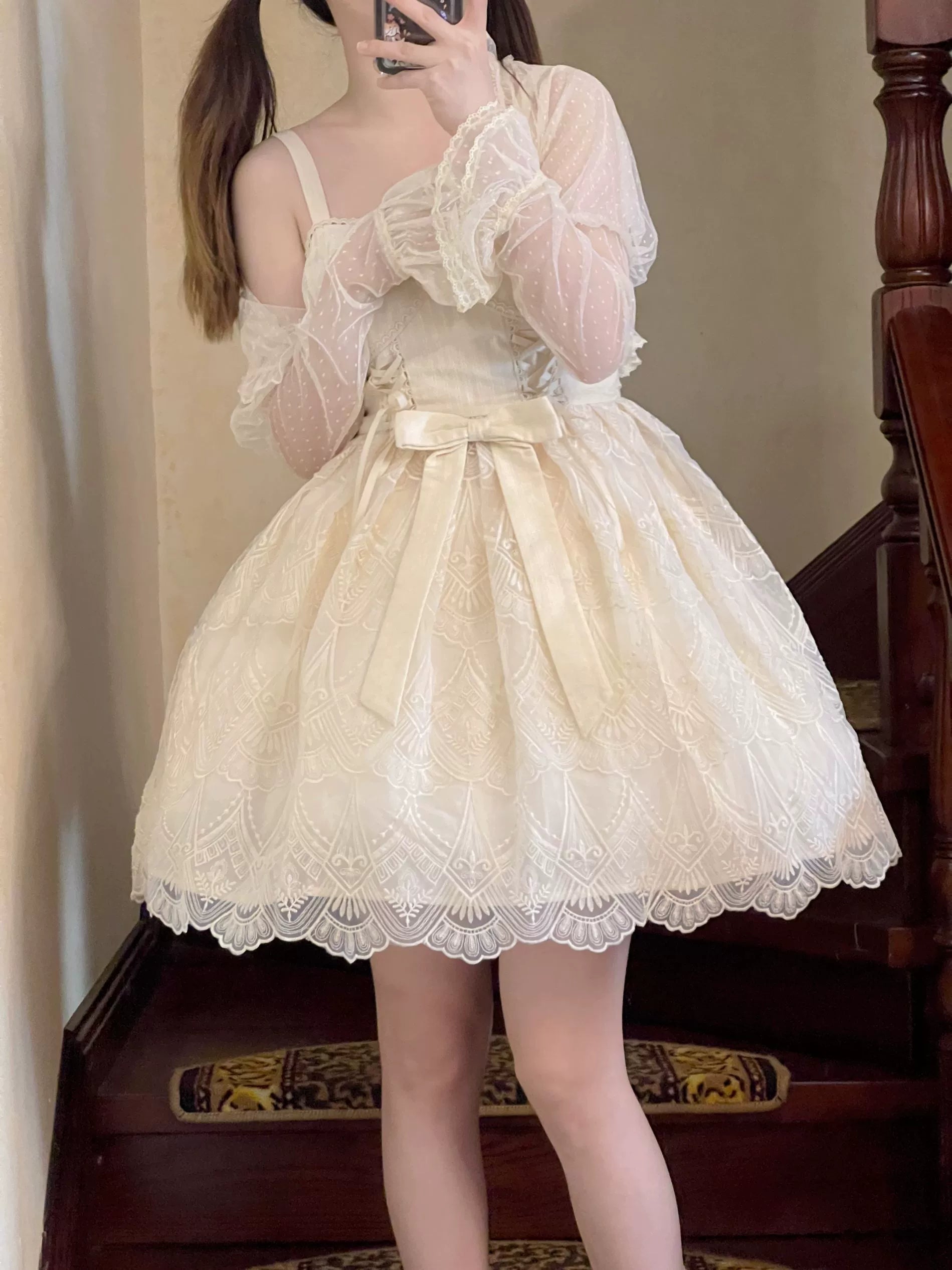 Uncle's Workshop - White Wave Tide - Sweet Lolita JSK Dress Solid Color Dress