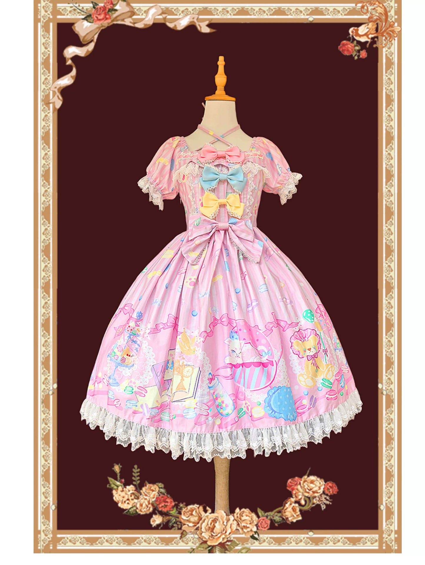 Infanta - Macaron Dolly House - Sweet Lolita OP Printed Dress, Side Zipper