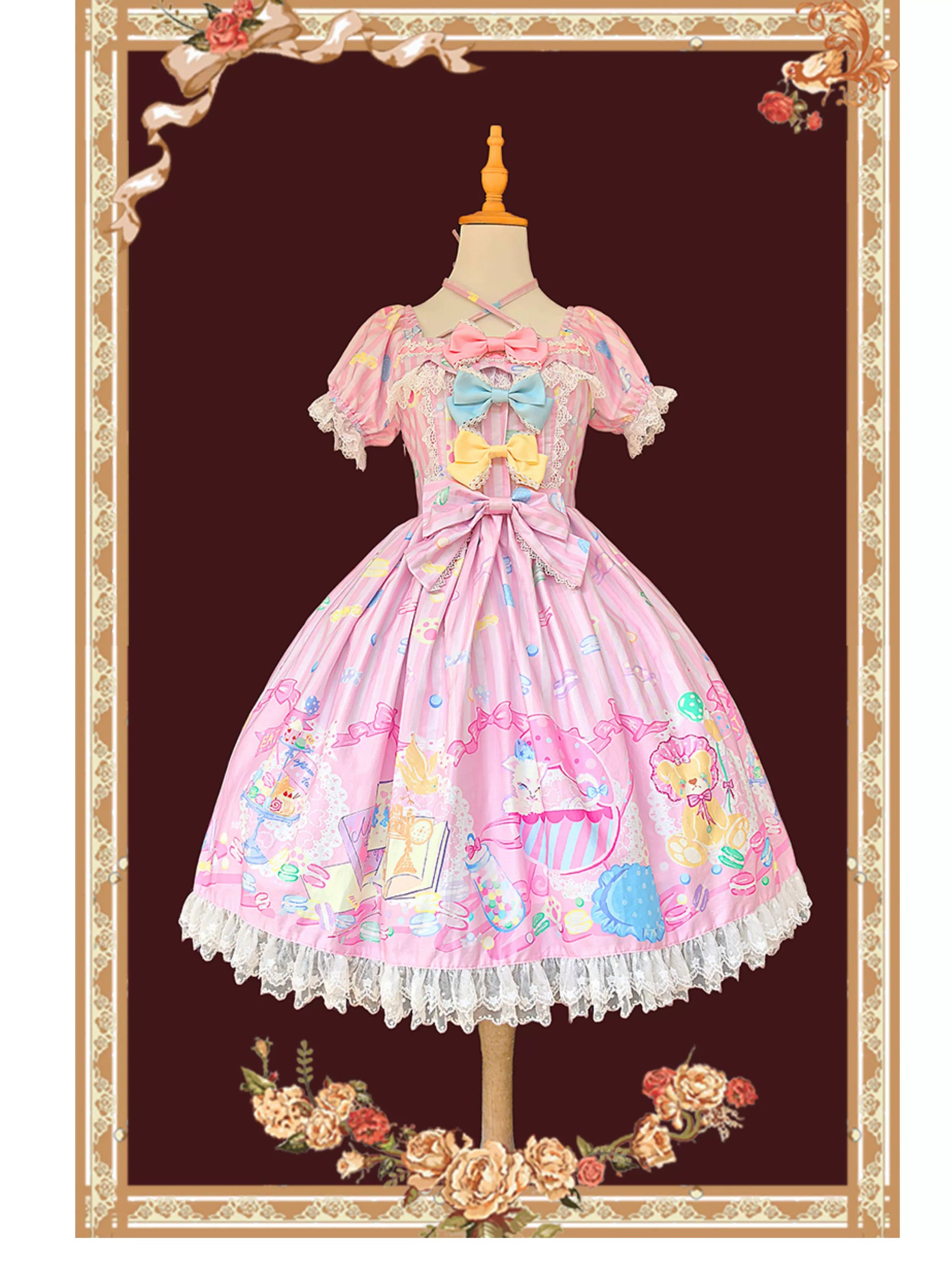 Infanta - Macaron Dolly House - Sweet Lolita OP Printed Dress, Side Zipper