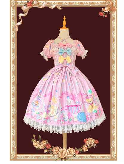 Infanta - Macaron Dolly House - Sweet Lolita OP Printed Dress, Side Zipper
