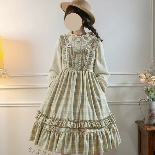 EESSILY - Green Fairy Tales - Classic Lolita Plaid JSK Plus Size Lolita Dress